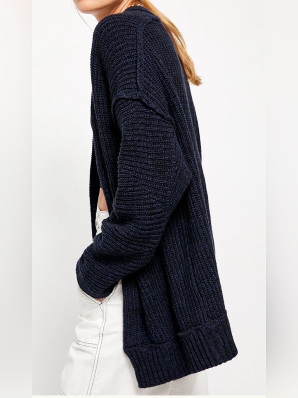 Free People Navy High Hopes Open Cardigan Sweater Size Small - NWT